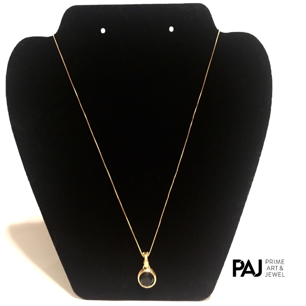 Auth 18k Gold 925 NWOT PAJ Black Stone Necklace